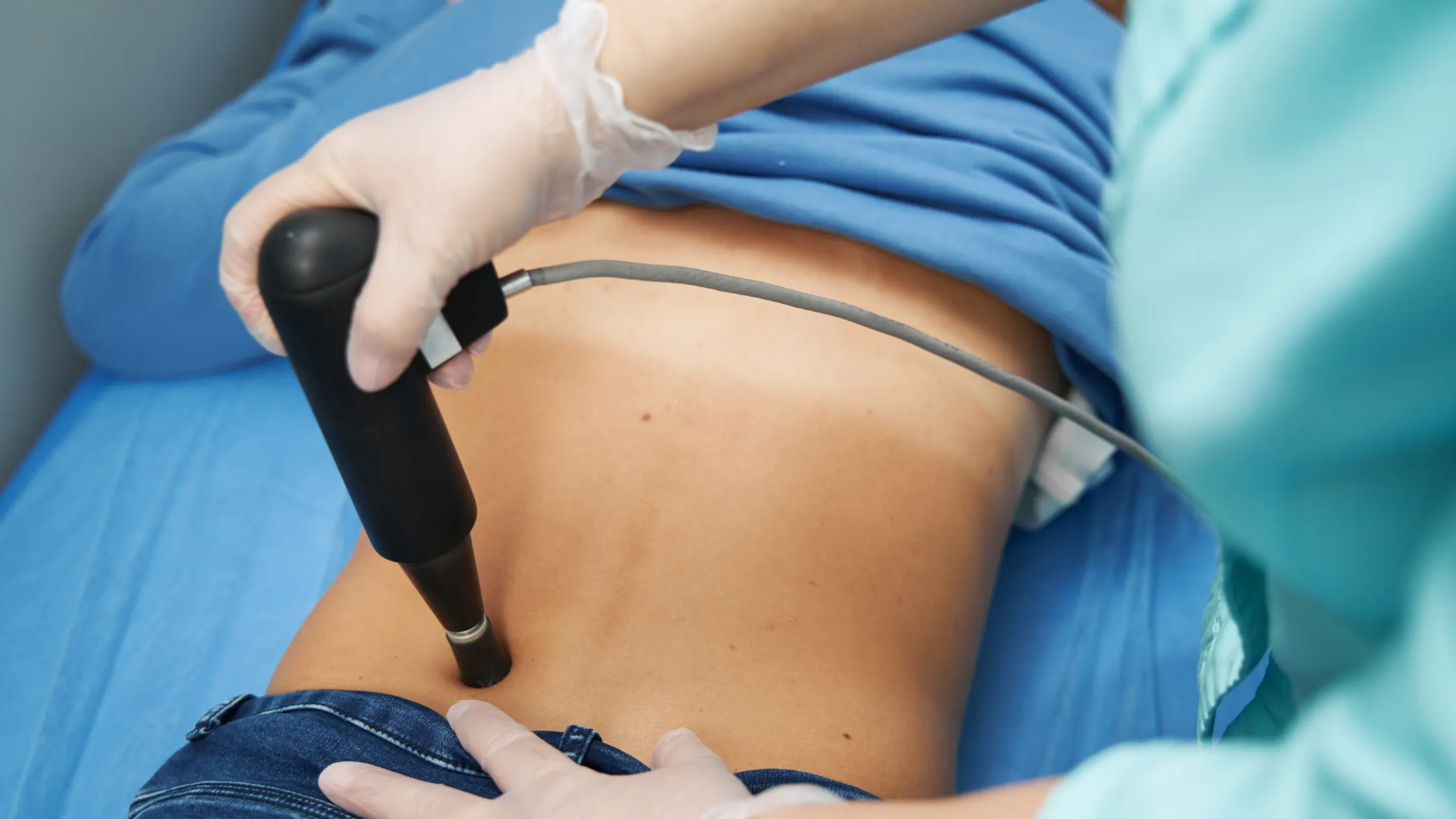 Shockwave therapy equipment used in modern pain management and rehabilitation.