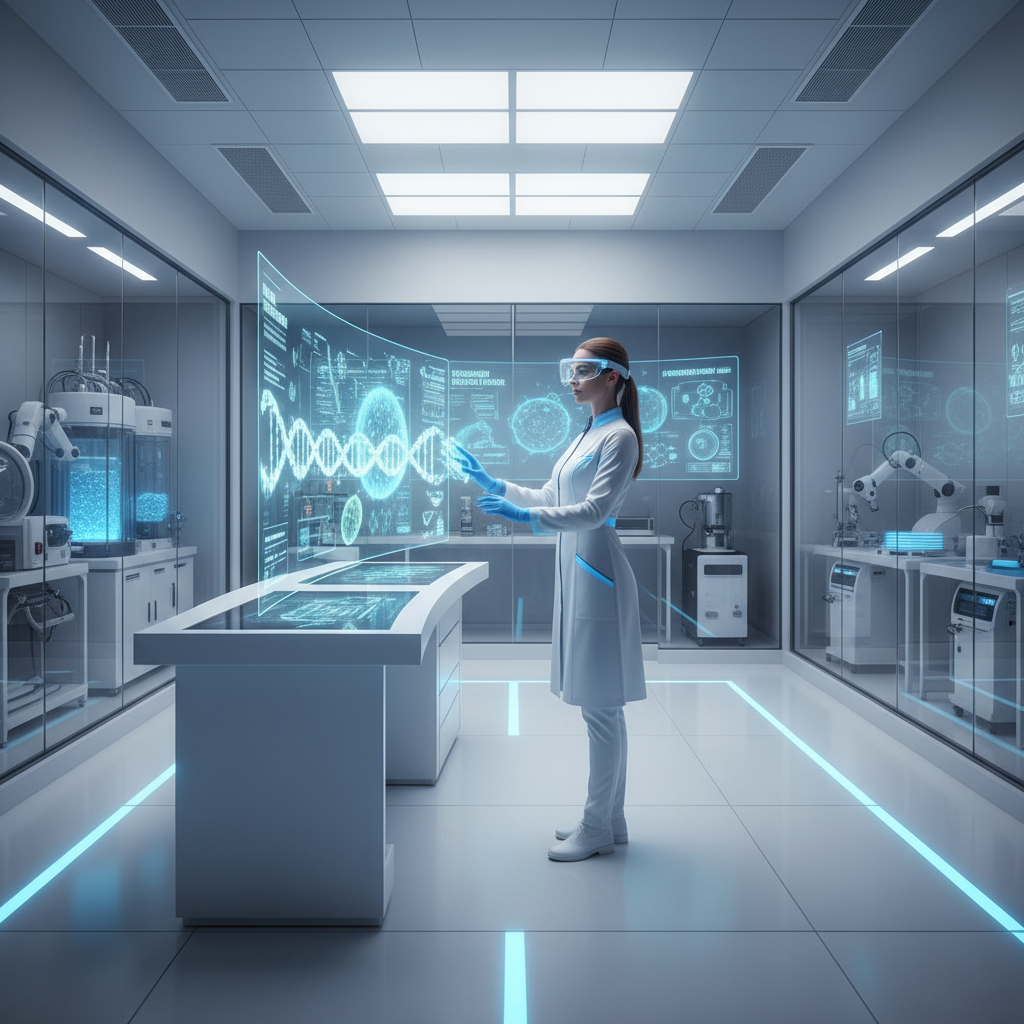 A doctor analyzing stem cell cultures for personalized regenerative medicine treatment