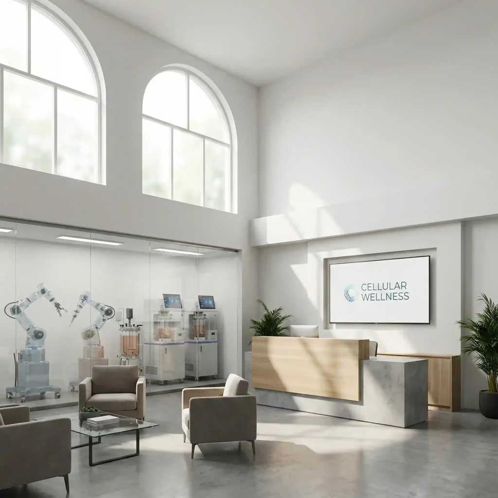 A modern regenerative medicine clinic showcasing advanced cellular therapy technology and patient-focused innovation
