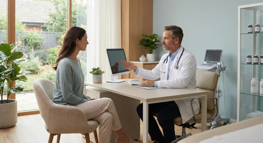 Patient receiving integrative regenerative medicine treatment in a modern clinical setting