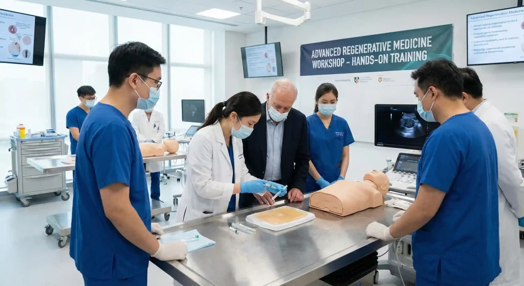 Medical professionals participating in IARM regenerative medicine training programs focused on hands-on clinical application